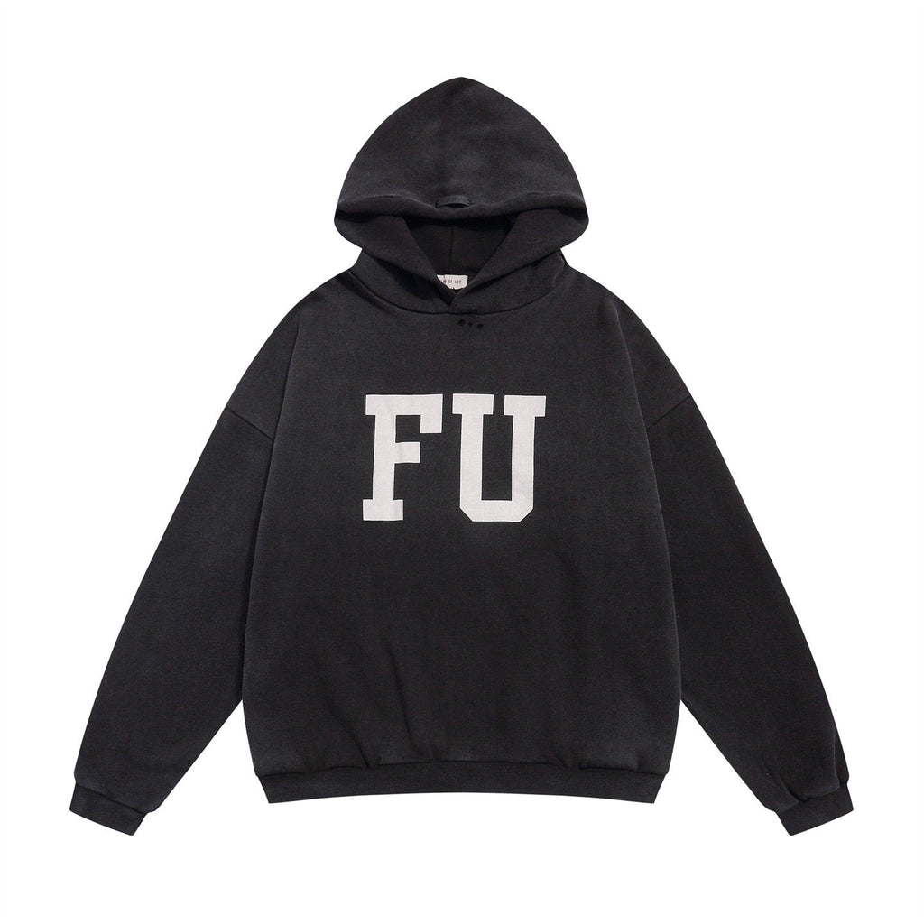 FEAR OF GOD FOG Main Line FU Logo Washed Fleece‑Lined Unisex Hoodie