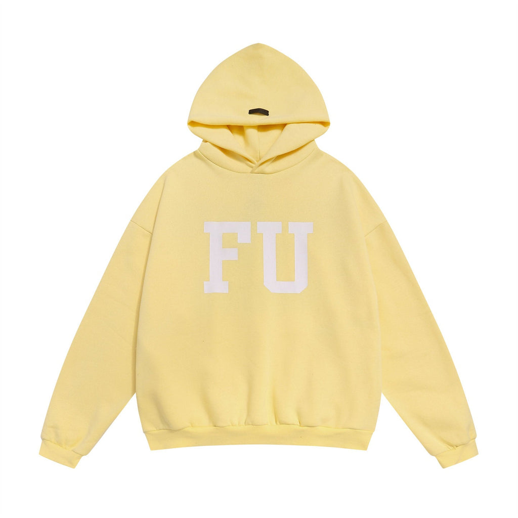 FEAR OF GOD FOG Main Line FU Logo Washed Fleece‑Lined Unisex Hoodie