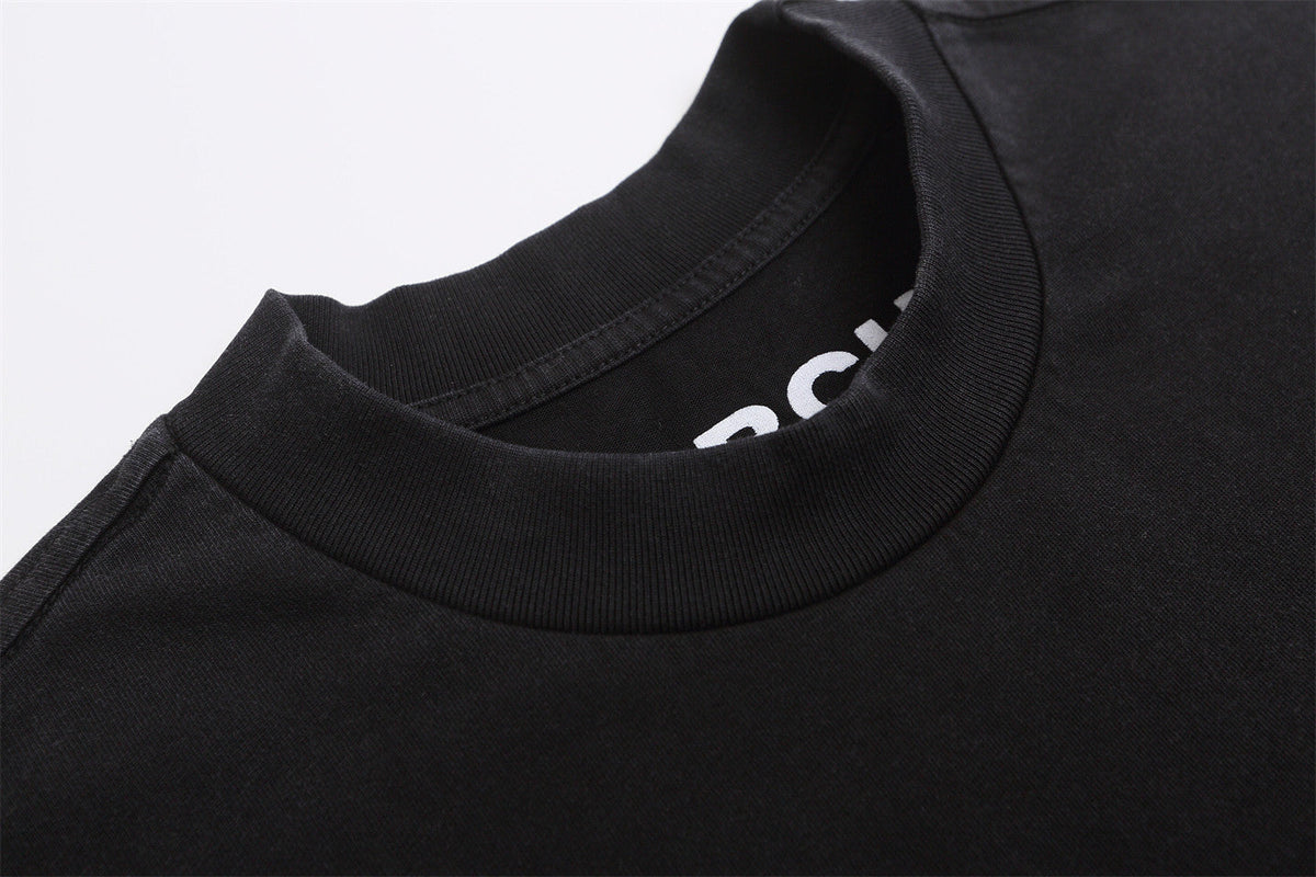 FEAR OF GOD FOG Letter Print Retro Black Crew Neck Short Sleeve Tee