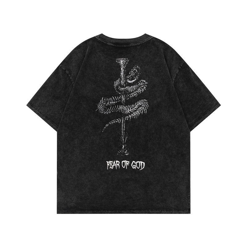 FEAR OF GOD ESSENTIALS Gothic Dragon Figure Vintage Wash T‑Shirt
