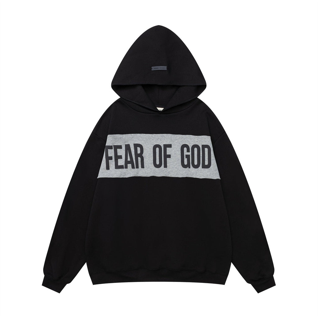 FEAR OF GOD FOG ESSENTIALS Patchwork Patch Men’s High‑Street Retro Hoodie
