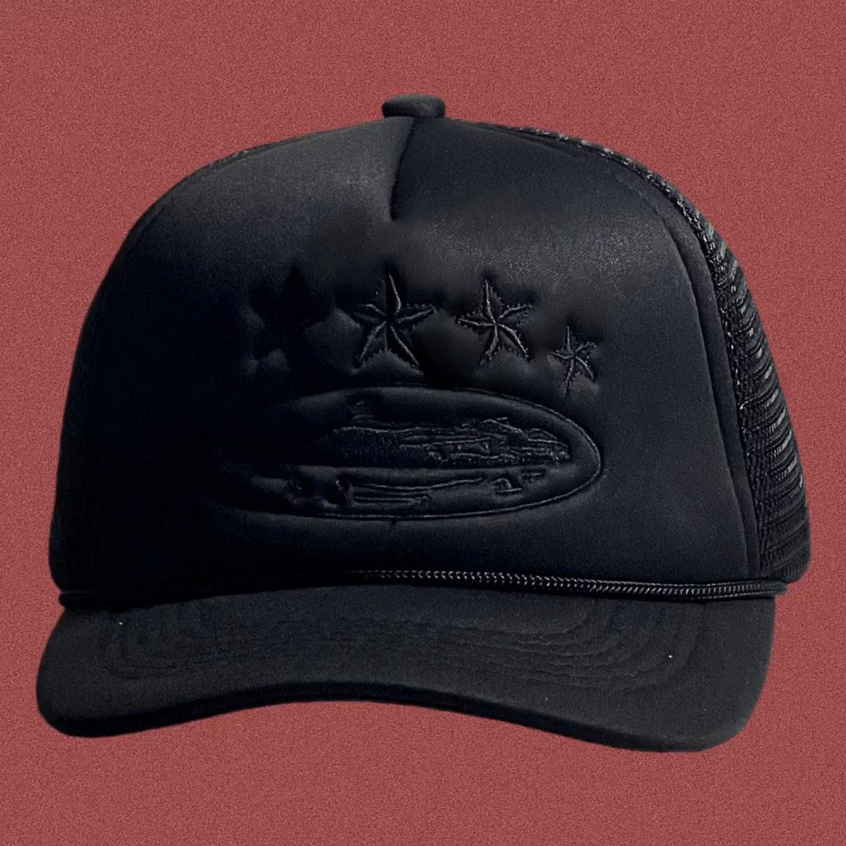 Cortiez Trucker Hat with Tonal Stars and Cruise Ship Graphic
