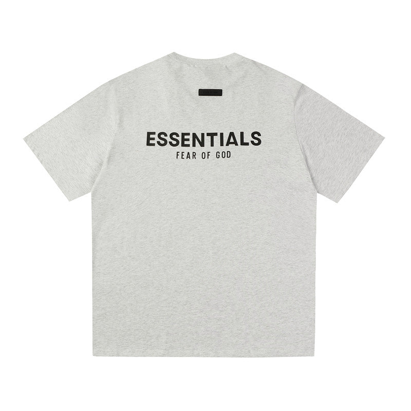 FEAR OF GOD ESSENTIALS 3‑Stripes Silicone Logo Unisex Loose Short Sleeve T‑Shirt