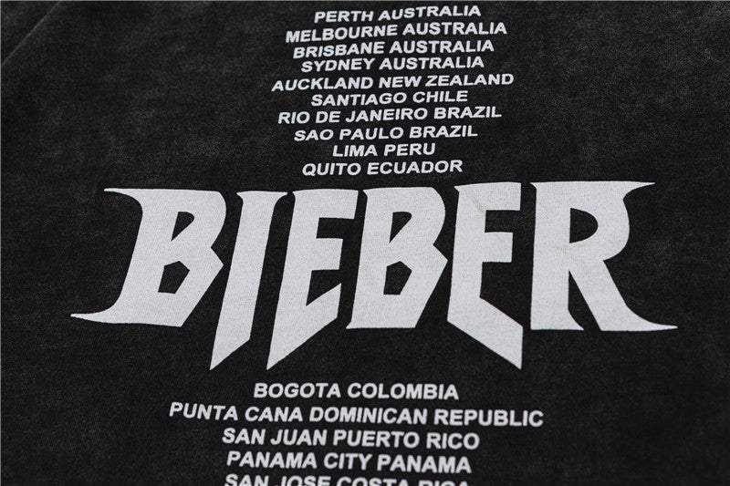 FEAR OF GOD ESSENTIALS Justin Bieber Purpose Tour Vintage Wash Portrait T‑Shirt
