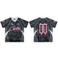 Corteiz Geometric Graphic Athletic Jersey T-Shirt - Black/Grey/Pink