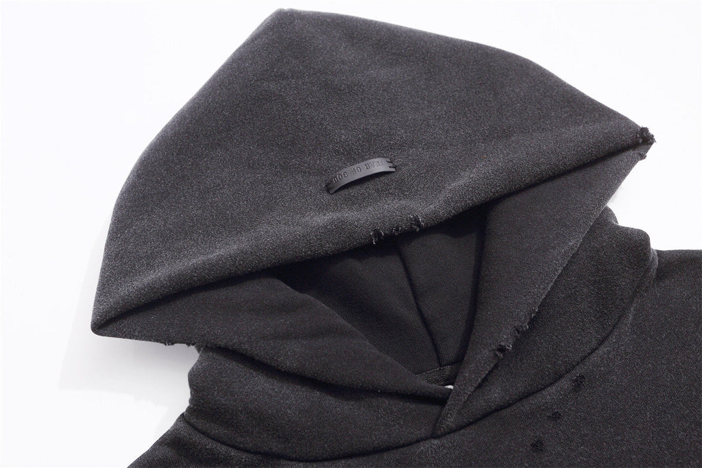FEAR OF GOD FOG Vintage Washed Ripped Fleece‑Lined Hoodie