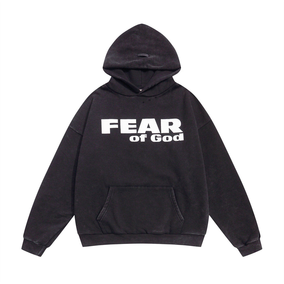 FEAR OF GOD FOG Main Line Letter Print Washed Ripped Fleece‑Lined Loose Hoodie