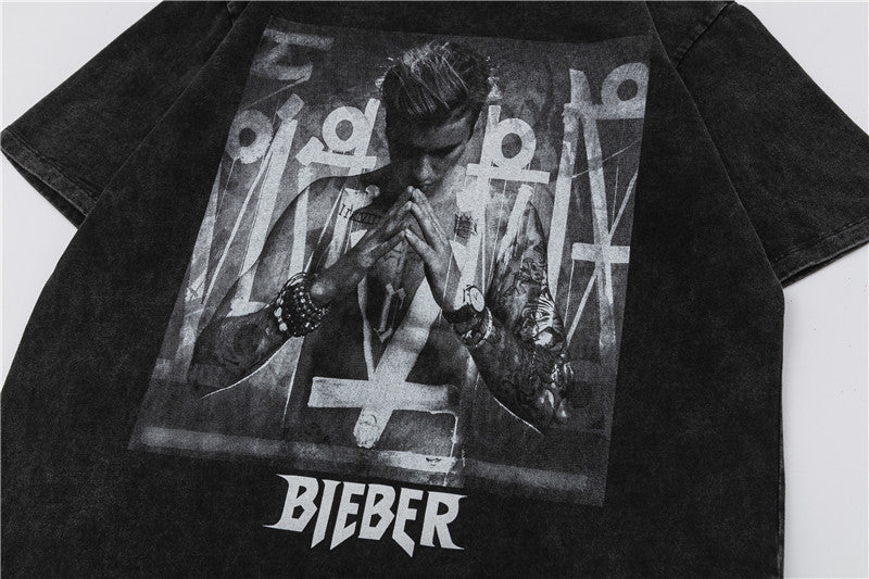 FEAR OF GOD ESSENTIALS Justin Bieber Purpose Tour Vintage Wash Graphic T‑Shirt
